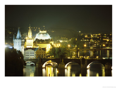 A View Down The Vltava River With Many Brdiges Visible In Prague by Taylor S. Kennedy Pricing Limited Edition Print image