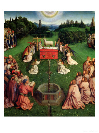 The Ghent Altarpiece: Main Panel Depicting The Adoration Of The Mystic Lamb, 1432 by Hubert & Jan Van Eyck Pricing Limited Edition Print image