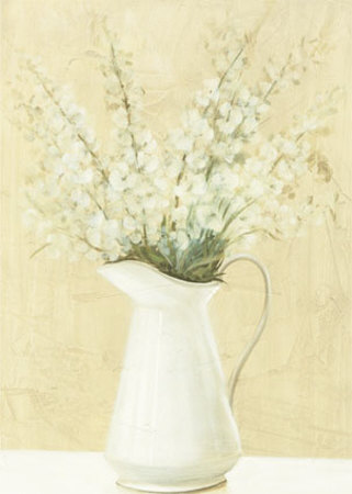 White Flowers In White Pitcher by David Col Pricing Limited Edition Print image