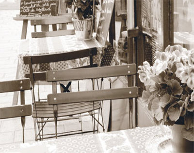 Tables In Restaurant With Flowers by Francisco Fernandez Pricing Limited Edition Print image