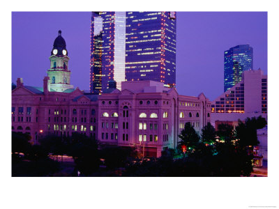 The Tarrant County Courthouse Contrasts Against High-Rise Buildings, Fort Worth, Usa by Richard Cummins Pricing Limited Edition Print image