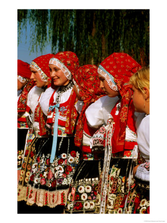 Women Wearing Folk Dress During St. Wenceslas Feast Festival, Kyjovska Vs, Moravany, Czech Republic by Richard Nebesky Pricing Limited Edition Print image