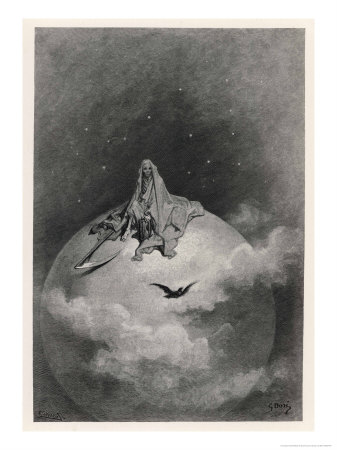 Death Depicted As The Grim Reaper On Top Of The World by Gustave Doré Pricing Limited Edition Print image