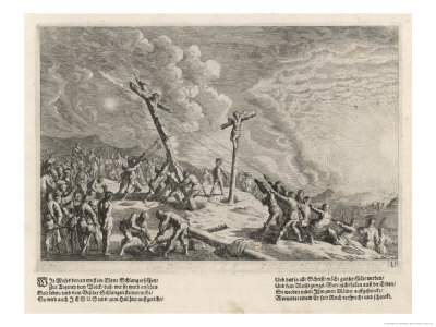 Soldiers Haul The Cross On Which Jesus Is Nailed To Get It Into Position by Melchior Ryfell Pricing Limited Edition Print image