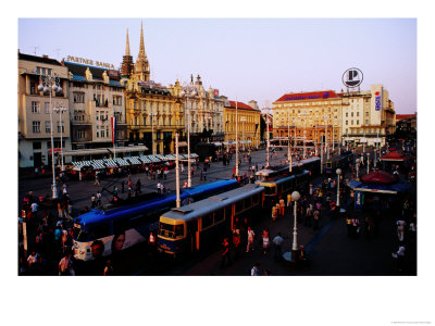 Overhead Of Josip Jelacica Square And Trams On Ilica St, Zagreb, Croatia by Richard I'anson Pricing Limited Edition Print image