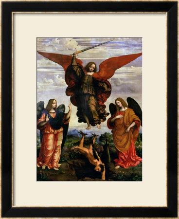 The Archangels Triumphing Over Lucifer by Marco D'oggiono Pricing Limited Edition Print image