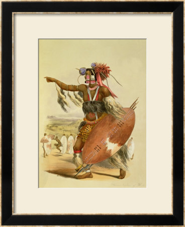 Zulu Warrior, Utimuni, Nephew Of Chaka The Late Zulu King, Plate 13 From The Kafirs Illustrated by George French Angas Pricing Limited Edition Print image