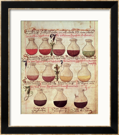Series Of Flagons For Urine Analysis, From Tractatus De Pestilencia by M. Albik Pricing Limited Edition Print image