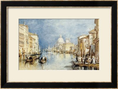 The Grand Canal, Venice, With Gondolas And Figures In The Foreground, Circa 1818 by William Turner Pricing Limited Edition Print image