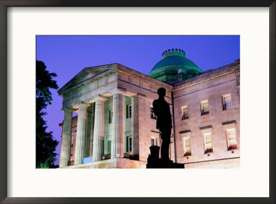 Silhouetted Worth Bagley Statue Outside State Capitol Building, Raleigh, Usa by Richard Cummins Pricing Limited Edition Print image