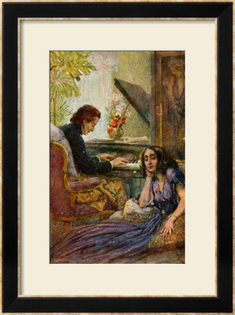 Postcard Depicting George Sand Listening To Frederic Chopin Play The Piano, 1917 by Adolf Karpellus Pricing Limited Edition Print image