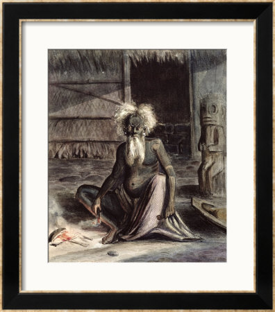 Old Man Of Tahiti Seated Near A Tiki, Circa 1841-48 by Maximilien Radiguet Pricing Limited Edition Print image