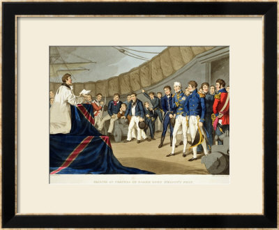 Sailors At Prayer On Board Lord Nelson's Ship After The Battle Of The Nile by John Augustus Atkinson Pricing Limited Edition Print image