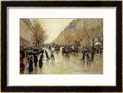Boulevard Poissoniere In The Rain, Circa 1885 by Jean Beraud Pricing Limited Edition Print image
