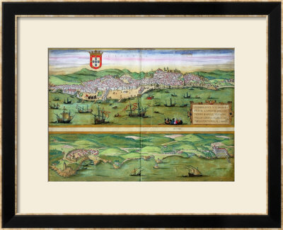 Map Of Lisbon, And Cascais, From Civitates Orbis Terrarum by Joris Hoefnagel Pricing Limited Edition Print image