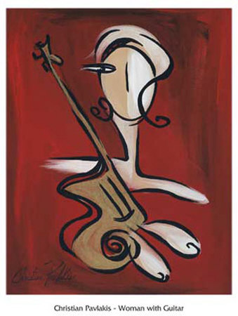 Woman With Guitar by Christian Pavlakis Pricing Limited Edition Print image