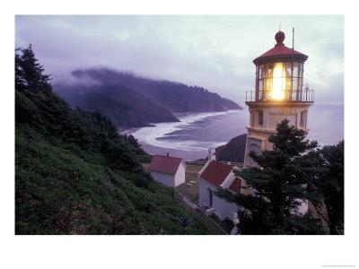 Foggy Day At The Heceta Head Lighthouse, Oregon, Usa by Janis Miglavs Pricing Limited Edition Print image