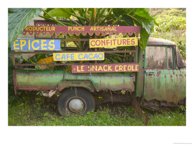 Old Truck With Spice Signs, Basse-Terre, Guadaloupe, Caribbean by Walter Bibikow Pricing Limited Edition Print image