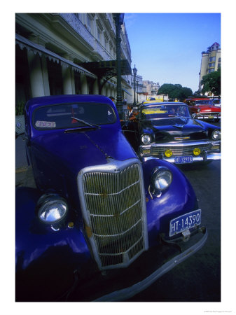 Classic Cars On Street, Havana, Cuba by Tim Lynch Pricing Limited Edition Print image