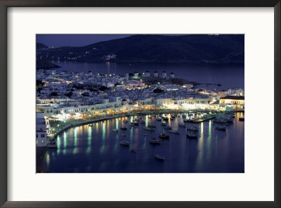 Mykonos Town At Night, Mykonos, Greece by Walter Bibikow Pricing Limited Edition Print image
