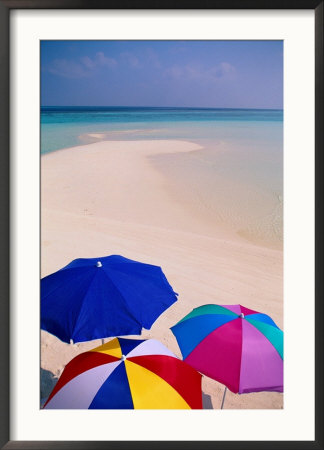 Umbrellas On Beach, Maldives by Stuart Westmoreland Pricing Limited Edition Print image
