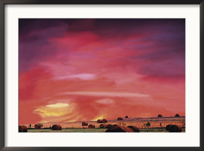 Hay Bales And Sunset, Wood County, Tx by Ray Hendley Pricing Limited Edition Print image