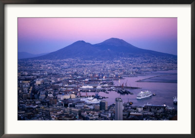 Harbour And Mt. Vesuvio At Dusk Seen From Castel Sant'elmo, Naples, Italy by Martin Moos Pricing Limited Edition Print image