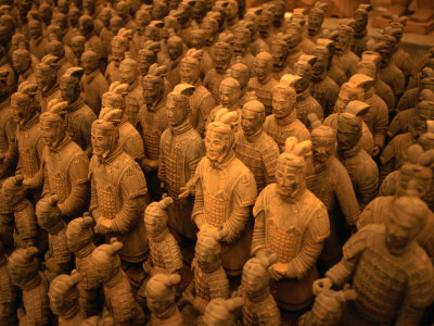 Excavated Terracotta Warriors Guarding The Mausoleum Of Emperor Qin, Xi'an, Shaanxi, China by Juliet Coombe Pricing Limited Edition Print image