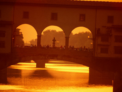 Ponte Vecchio And River Arno At Dusk, Florence, Tuscany, Italy by Jon Davison Pricing Limited Edition Print image
