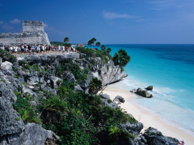 Archaeological Site Tulum ('Wall') And El Castillo Ruins, Tulum, Quitana Roo, Mexico by John Neubauer Pricing Limited Edition Print image