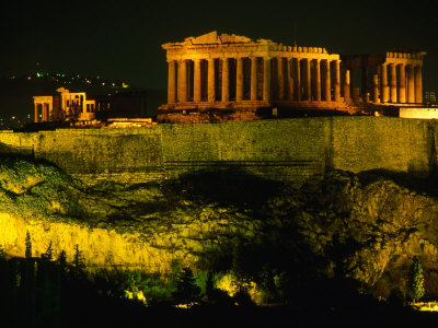 The Acropolis At Night Taken From Phiopappos Hill, Athens, Greece by John Elk Iii Pricing Limited Edition Print image
