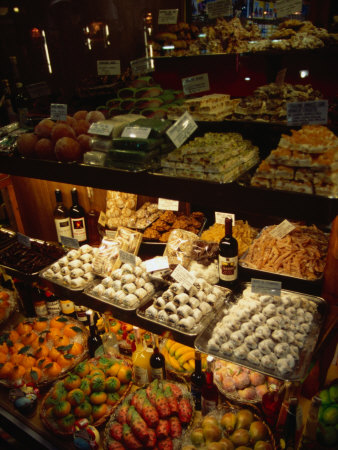 Gourmet Food And Wine On Display In Shop, Taormina, Sicily, Italy by Stephen Saks Pricing Limited Edition Print image
