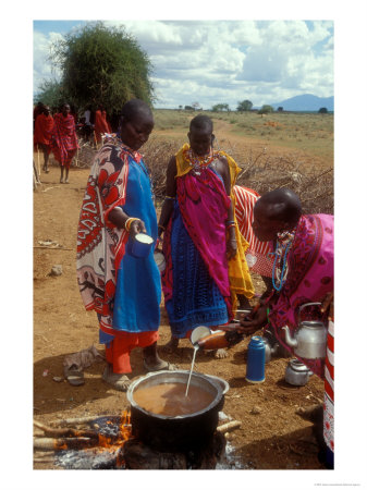 Maasai Women Cooking For Wedding Feast, Amboseli, Kenya by Alison Jones Pricing Limited Edition Print image