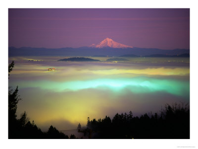 Willamette River Valley In A Fog Cover, Portland, Oregon, Usa by Janis Miglavs Pricing Limited Edition Print image