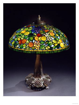 An Important 'Fruit' Leaded Glass And Bronze Table Lamp by Maurice Bouval Pricing Limited Edition Print image