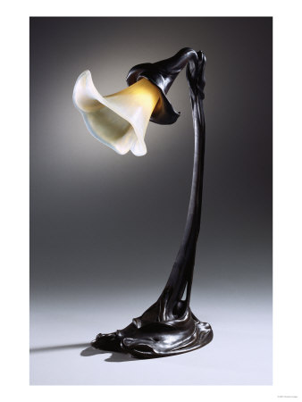 A Rare Wheel-Carved Glass And Bronze Table Lamp, Circa 1902 by Franz Arthur Bischoff Pricing Limited Edition Print image