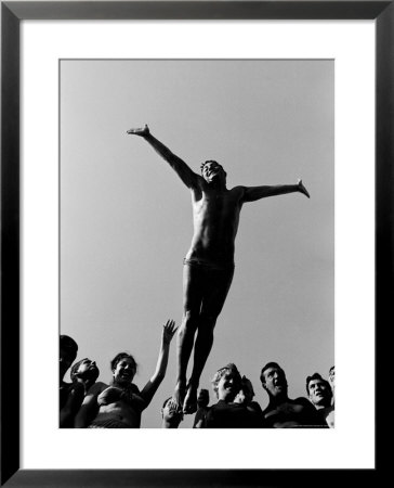 Italian Man Showing Off At A Swimming Pool by Paul Schutzer Pricing Limited Edition Print image