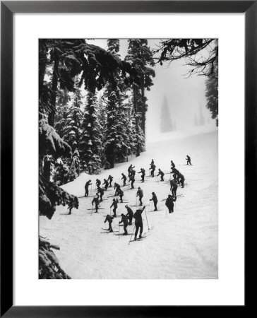 View Of People Skiing At Steven's Pass by Ralph Crane Pricing Limited Edition Print image