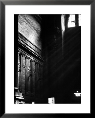 Rays Of Sun Streaming In Through Window Onto Ornate Wall With Marble And Pilasters In Penn Station by Walker Evans Pricing Limited Edition Print image