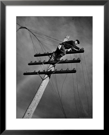 Ny Telephone Co. Lineman Wallace Burdick Repairs Telephone Lines Between Valhalla And Brewster by Margaret Bourke-White Pricing Limited Edition Print image