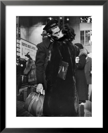 Sailor Kissing His Girlfriend Goodbye Before Returning To Duty, Pennsylvania Station by Alfred Eisenstaedt Pricing Limited Edition Print image