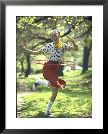 Woman Wearing 1950'S Style Fashions Including Polka Dot Blouse And Saddle Shoes by Bill Ray Pricing Limited Edition Print image