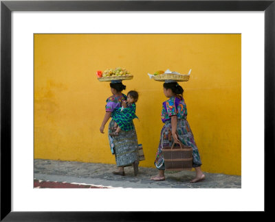 Women Carrying Basket On Head, Antigua, Guatemala by Keren Su Pricing Limited Edition Print image
