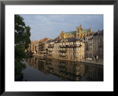 Reflections In Water Of Buildings, With The Cathedral Of St. Etienne, Metz, Lorraine, France by Woolfitt Adam Pricing Limited Edition Print image
