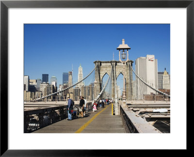 Pedestrian Walkway On The Brooklyn Bridge Looking Towards Manhattan, New York City, New York, Usa by Amanda Hall Pricing Limited Edition Print image