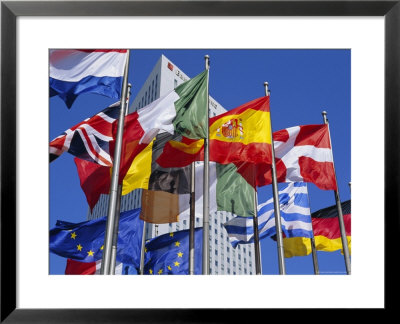 Some Of The Flags Of The European Union, La Defense, Paris, France, Europe by Neale Clarke Pricing Limited Edition Print image