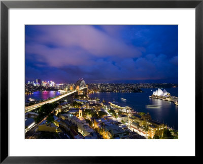 Australia, New South Wales, Sydney Harbour Bridge And Sydney Opera House From The Rocks Area by Walter Bibikow Pricing Limited Edition Print image