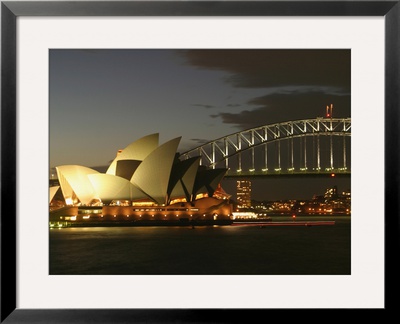 Sydney Opera House And Harbor Bridge At Night, Sydney, Australia by David Wall Pricing Limited Edition Print image