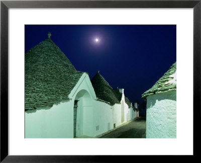 Moon Over Distinctive Houses Of Trulli Region, Alberobello, Puglia, Italy by Stephen Saks Pricing Limited Edition Print image