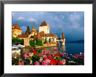 Oberhofen Castle, Lake Thun, Thun, Bern, Switzerland by David Tomlinson Pricing Limited Edition Print image